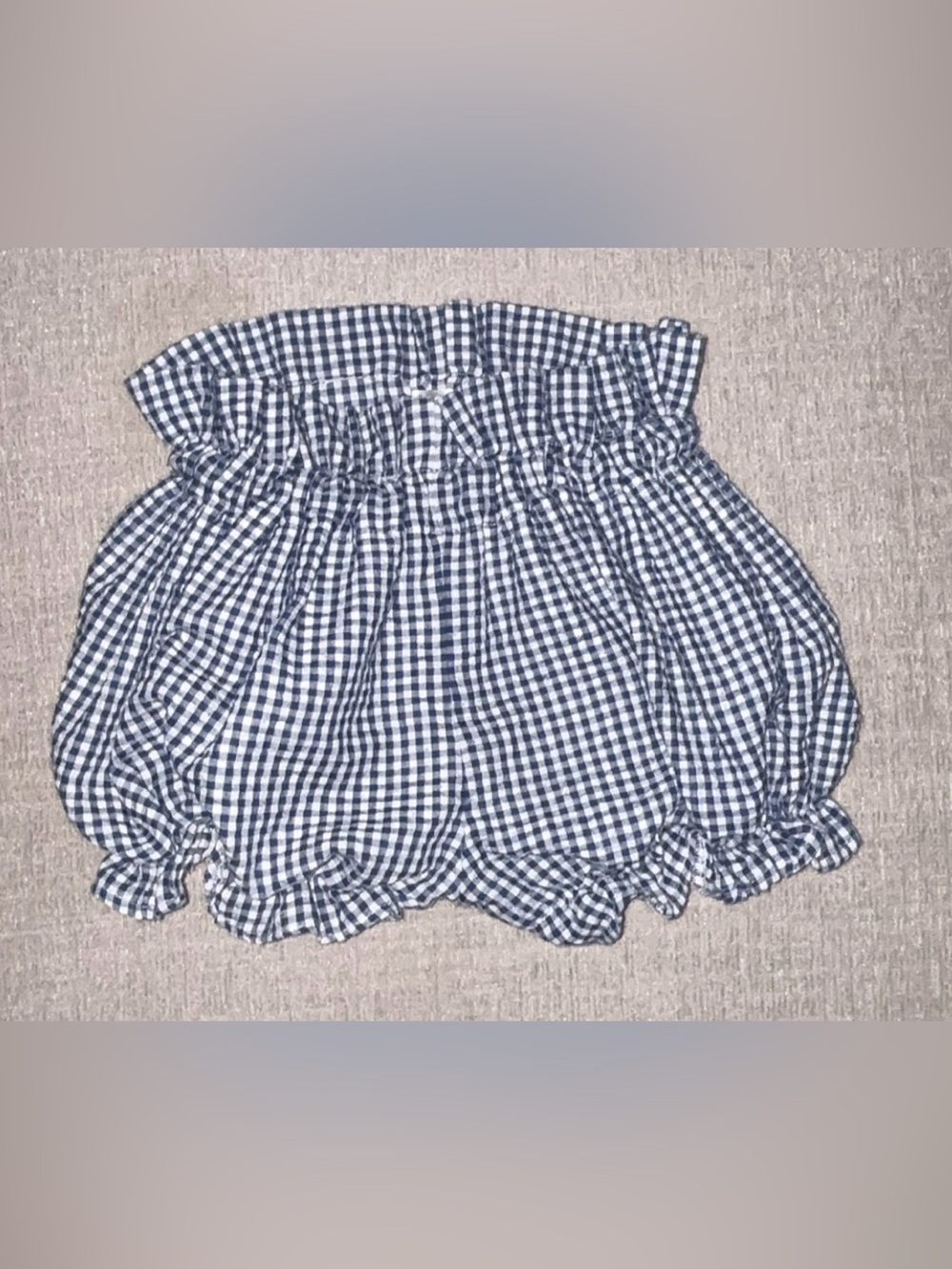 Annie Kate Gingham Ruffle Shorts in Navy & White 4T